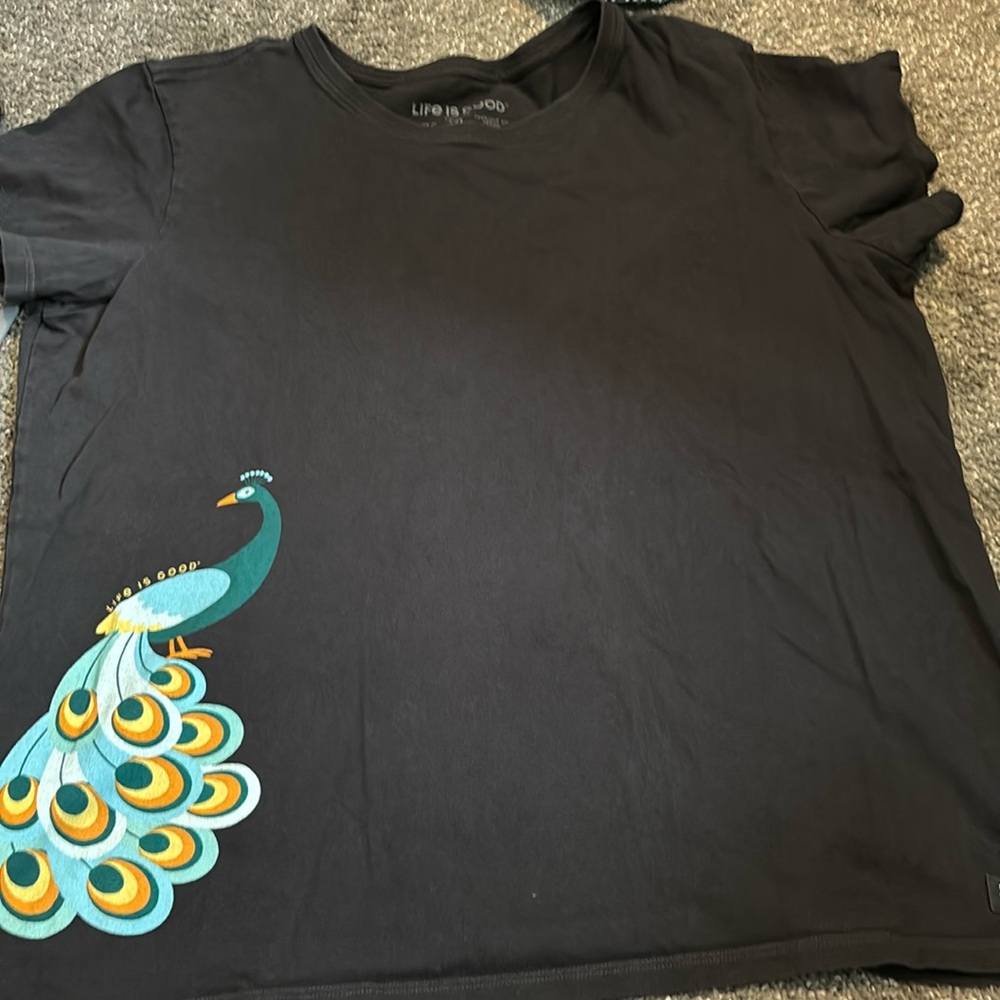 Life is good peacock tee shirt